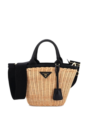Prada Pre-Owned Convertible Basket Bag Wicker with Canvas Small bucket bag - Black