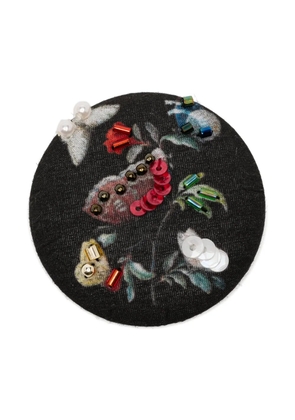 Undercover bead-embellishment brooch - Black