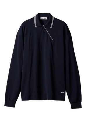 Miu Miu zippered logo patch polo shirt - Blue