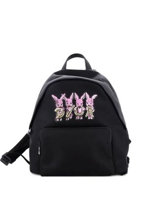 Christian Dior Pre-Owned Front Pocket Zip Embroidered Nylon Medium backpack - Black