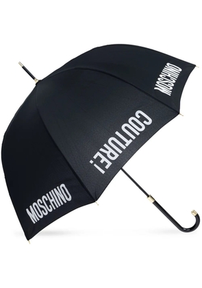 Moschino logo-print crook-handle umbrella - Black