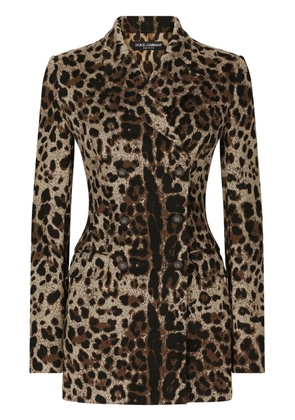 Dolce & Gabbana leopard-print double-breasted blazer - Neutrals