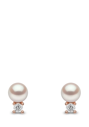 Yoko London 18kt rose gold Trend Akoya pearl and diamond earrings - Pink