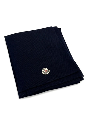 Moncler ribbed logo scarf - Blue