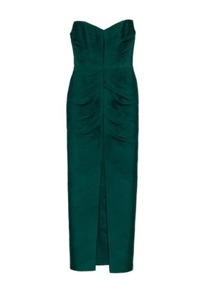M.Marquise Andrea ruched strapless maxi dress - Green