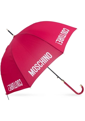 Moschino logo-print crook-handle umbrella - Red