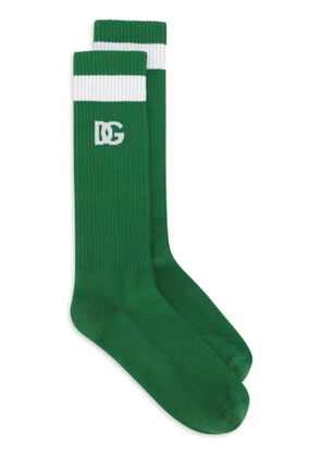 Dolce & Gabbana logo-intarsia ribbed-knit socks - Green