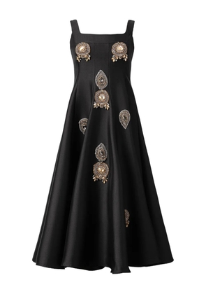 ARAFTU embellished square-neck midi dress - Black