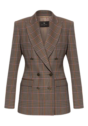 ETRO checked double-breasted blazer - Brown