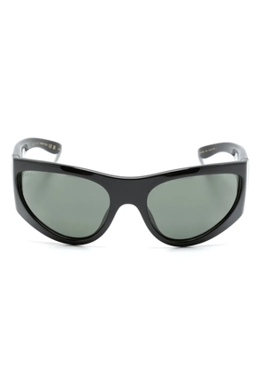 Gucci Eyewear logo-plaque oval-frame sunglasses - Black