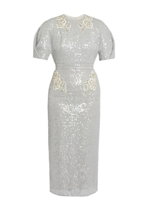 ERDEM crew neck embellished midi dress - Grey