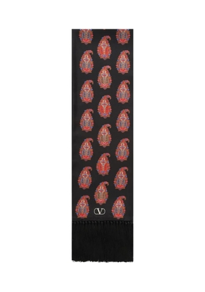 Valentino Garavani paisley-print fringed scarf - Black