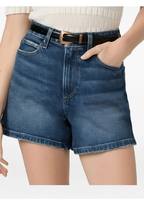 PAIGE whiskering-effect denim shorts - Blue