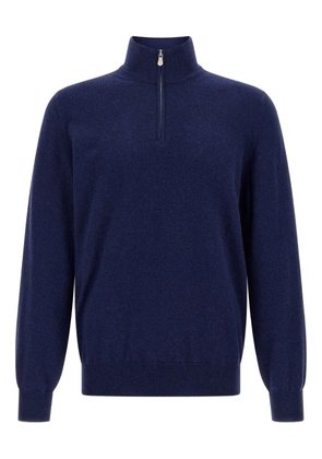 Brunello Cucinelli turtleneck half-zip sweater - Blue