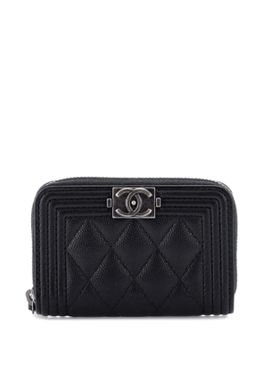 CHANEL Pre-Owned Boy Zip Coin Purse Quilted Caviar Small pouch - Black