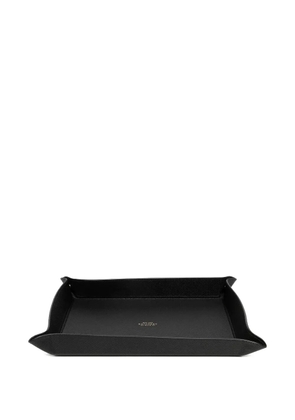 Smythson logo-stamp leather tray - Black