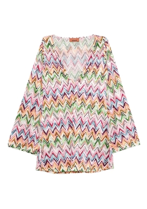 Missoni V-neck zig-zag mini dress - White