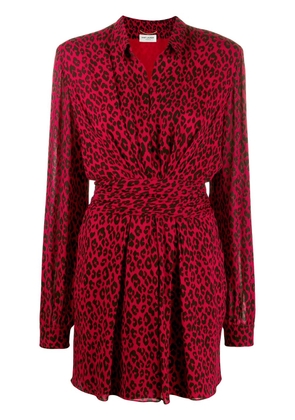 Saint Laurent leopard print dress - Red