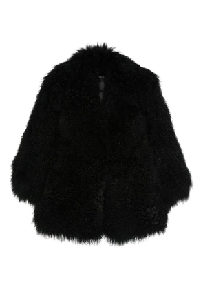 Numerootto wavy-fleece coat - Black