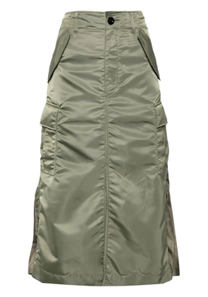 sacai pleated gathered midi skirt - Green