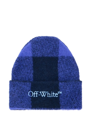 Off-White Bookish plaid logo beanie - Blue