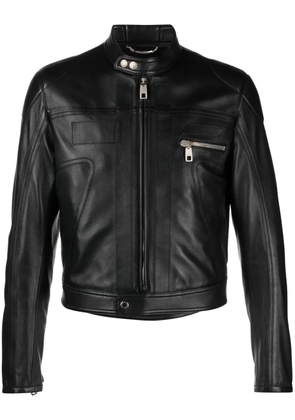 Dolce & Gabbana zip-up leather biker jacket - Black