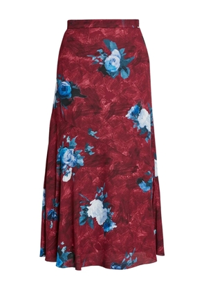 ERDEM floral-print midi skirt - Red