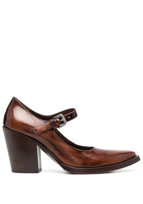 Prada 95mm pointed patent-leather pumps - Brown