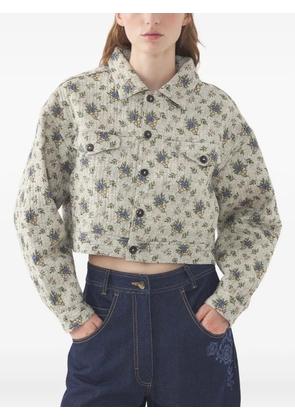 Antik Batik floral-print cropped jacket - Green