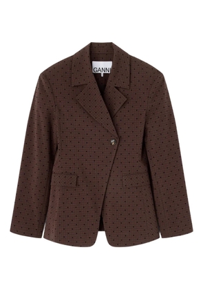 GANNI single-breasted polka dot blazer - Brown