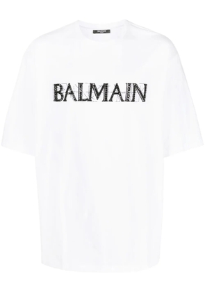 Balmain crystal-logo cotton T-shirt - White