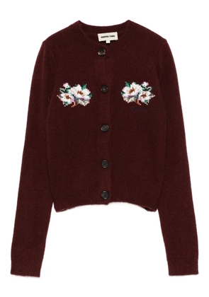 SHUSHU/TONG floral-appliqué buttoned cardigan - Red