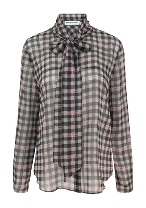 Self-Portrait check-pattern blouse - Brown