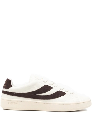Superga leather stripe-detail sneakers - White