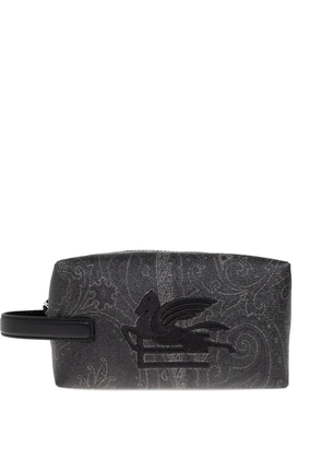 ETRO small Arnica Pegasus-logo paisley wash bag - Grey
