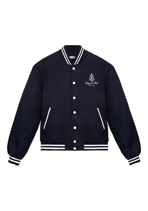 Sporty & Rich embroidered satin varsity jacket - Blue