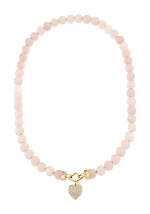 Sydney Evan 14K yellow gold Love rose quartz and diamond necklace
