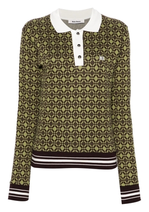 Wales Bonner Selassie jacquard polo shirt - Green