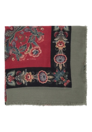 ETRO floral-print fringed scarf - Green