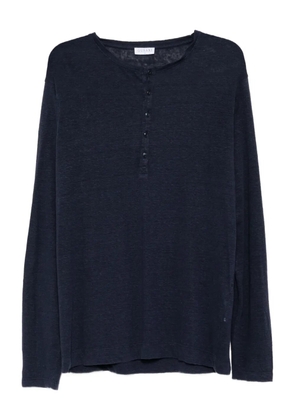 GUSARI linen henley T-shirt - Blue