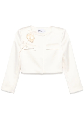 Self-Portrait 3D-flower satin jacket - White
