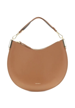 Coccinelle large Sunup half-moon calfskin shoulder bag - Brown