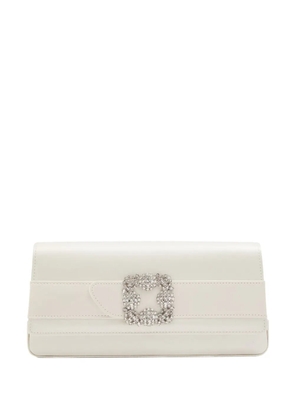 Manolo Blahnik crystal-embellished clutch - White