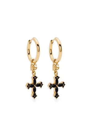 Dolce & Gabbana cross-pendant hoop earrings - Gold