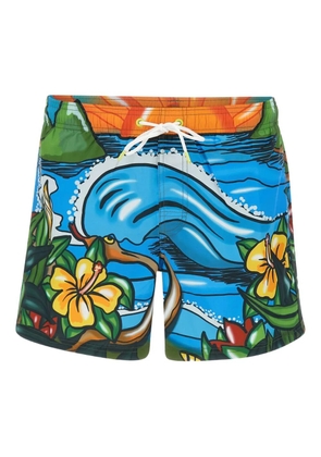 Sundek illustration-print swim shorts - Blue