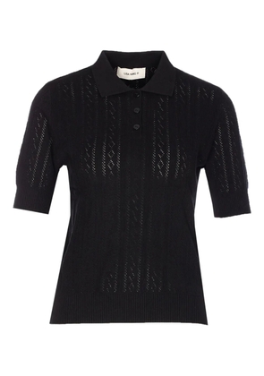 Lisa Yang button collar polo top - Black