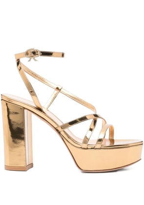 Gianvito Rossi 100mm metallic leather sandals - Gold
