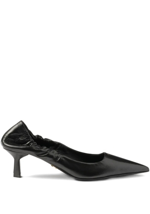 Prada 55mm ruched-effect pointed-toe leather pumps - Black