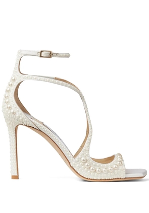 Jimmy Choo Azia 95mm pearl-embellished sandals - White