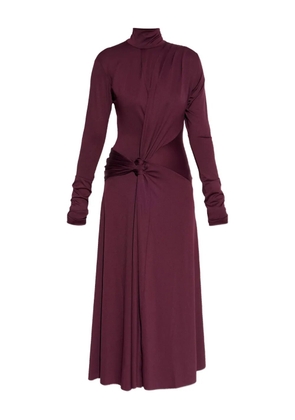 Victoria Beckham turtleneck knot-detail asymmetrical dress - Red